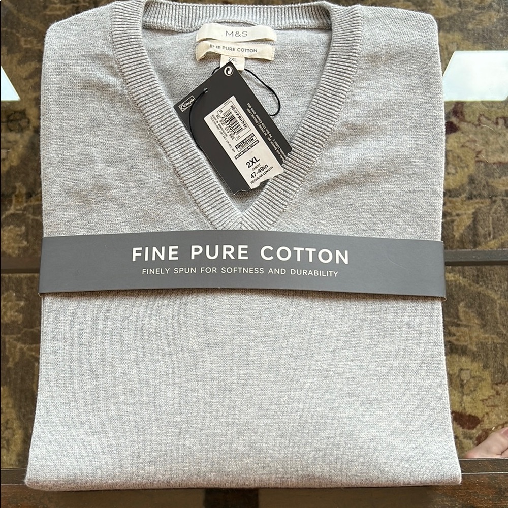 🆕 M&S by MARKS & SPENCER V Neck Cotton Sweater Long Sleeve